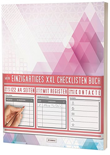 Mein Einzigartiges XXL Checklistenbuch: 122 A4-Seiten, Softcover, Register uvm. / Für To Do's und Listen / PR501 „Dreiecke“