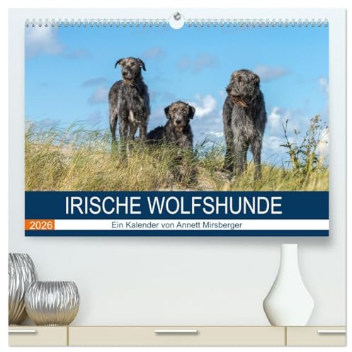 Irische Wolfshunde (hochwertiger Premium Wandkalender 2026 DIN A2 quer), Kunstdruck in Hochglanz: Sanfte Riesen (CALVENDO Tiere)