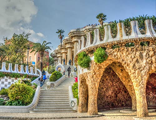 hansepuzzle 13914 - Park Güell Puzzle 1000 Teile - Orte-Puzzle mit hochwertiger Aufbewahrung: Kartonbox und wiederverschließbarem Beutel - Format 60 × 46 cm