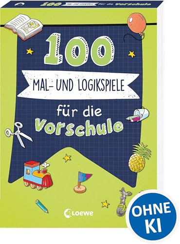 100 Mal- und Logikspiele für die Vorschule: Bunte Rätselmischung in Buchform - fördert das logische Denken von Kindern ab 5 Jahren (100 Übungen)