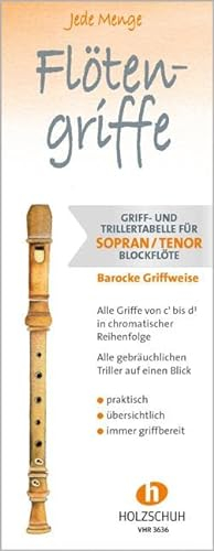 Jede Menge Flötengriffe - Sopran/Tenor (Barocke Griffweise): Griff- und Trillertabelle für Sopran- und Tenorblockflöte, barocke Griffweise