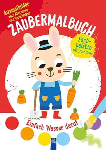 Zaubermalbuch - Hase (rot): Mit Pinsel und Farbpalette