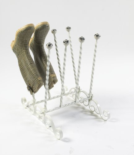 Black Country Metal Works Free Standing Wrought Iron Welly Rack - Holds up to 4 pairs - Perfect for Storing & Drying - Cream