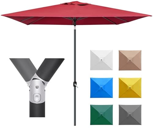 paramondo interpara Sonnenschirm aus 230 g/㎡ Polyesterfaser quadratisch 3 x 3m weinrot + Gestell anthrazit, Gartenschirm knickbar, Stabil, für Terrasse Balkon Sonnenschirm mit Kurbel, 8,8kg