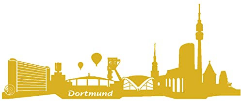 Samunshi® Wandtattoo Dortmund Skyline Wandaufkleber 120 x 48cm goldmetalleffekt