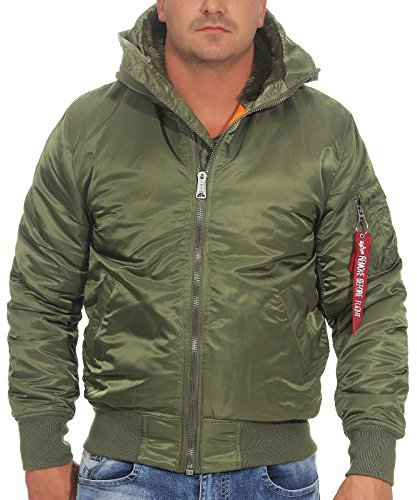Alpha Industries Herren MA-1 Hooded Bomberjacke, Sage-Green, Large