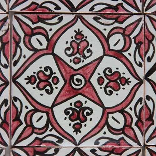 Handbemalte Fliesen 4er-Set – Andalusisches Sternornament, 10 x 10 cm, glasiert, Ton, Wandfliesen für Küche, Bad & Gäste-WC