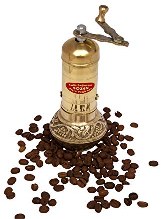 16,3 cm handgefertigte manuelle Messing-Kaffeemühle, tragbare Edelstahl-Kaffeemühle, tragbare Handkurbel, türkische Kaffeemühle, 16,3 cm