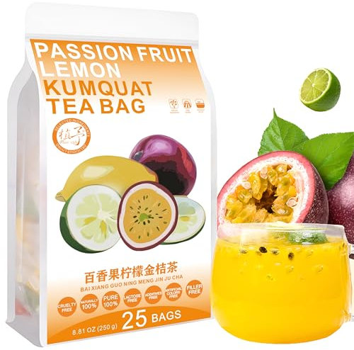 Plant Gift Passion Fruit Lemon Kumquat Tea Bag 8.81oz (10g*25bags) kumquat, natural puro de china, té mixto de salud, combinación de té de flores 250g 百香果柠檬金桔茶
