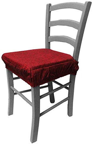 Russo PoliestereTessuti 6 Cuscini Sedie Cucina Coprisedia Imbottiti Tinta Unita Vari Colori Elastico-Bordeaux