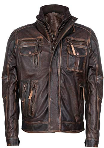 Infinity Leather Marrone Caldo Brando Giubbotto da Motociclista in Pelle da Uomo 2XL