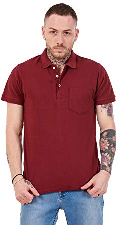 Apparel Mens Cotton T-Shirts Regular fit Plain Polo Pocket Casual Formal Shirt Top M-XXL Burgundy