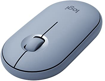 Logitech Pebble Mouse Wireless, Bluetooth o 2,4 GHz con Mini Ricevitore USB, Silenzioso, Mouse per Computer Sottile, Clic silenziosi, per PC/Mac/Laptop/iPadOS/Chromebook - Blu