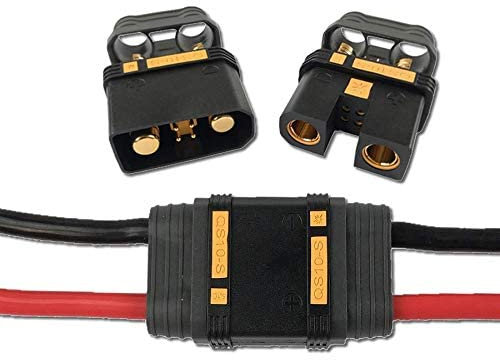 1x Paar Premium 2 Stück Antiblitz Hochstrom QS10 EC10i Goldstecker Steckverbinder Verpolsicher 180A bis 240A für KFZ PKW Boot Motorrad E-Bike E-Scooter Elektro Fahrrad Akku