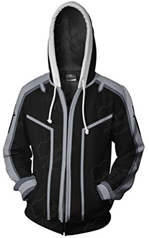 WANHONGYUE Anime Sword Art Online Kirito SAO 3D Druck Hoodie Sweatjacke Full Zip Hoody Kapuzenpullover Sweatshirt Mantel Tops Strickjacke 665/2 XXXXXL