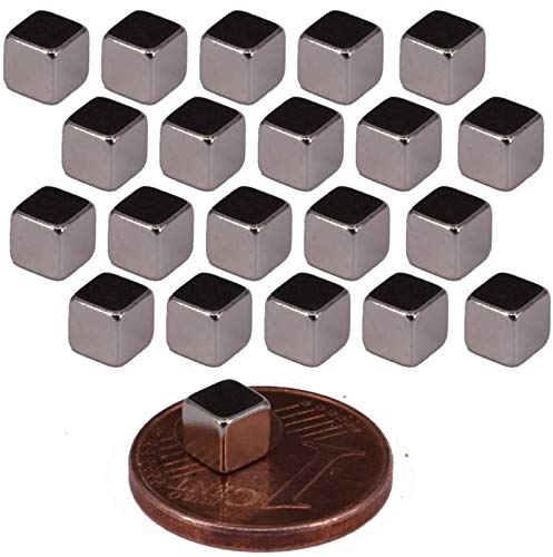 Neodym Magnete Mini Magnet 4x4x4mm Würfel Quader Für Magnettafel Pinnwand Kühlschrank Starker Magnetquader - Whiteboard Quadermagnet 4mm Magnet Würfelmagnet Cube [20 Stück]