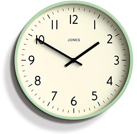 JONES CLOCKS® Studio Uhr | Moderne runde wanduhr | 30cm | Neo mintgrün | Leicht lesbare Zahlen | Vielseitiges Design für küche, Wohnzimmer oder büro