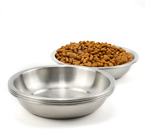 Lakerwin Gamelle en acier inoxydable 18/8 pour chat, moustache, anti-fatigue, gamelle large et peu profonde pour chat, chaton, chiot