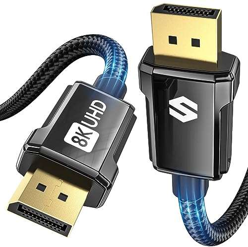 Silkland Cable Displayport 1.4 240Hz 2M, Cable DP 1.4 Support 8K@60Hz, 4K@144Hz, 2K@240Hz, HBR3 32.4Gbps, HDR, DSC 1.2, G-Sync & Free-Sync, Cable Display Port 1.4 para Gaming Monitor, Tarjeta Gráfica