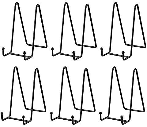 Staffelei Teller Ständer Aufsteller Halter - 6 Stück Eisen Metall Tellerständer Tellerhalter - Dekoteller Halterung - Bilderrahmen Ständer - Bildaufsteller - Staffelei für Bücher - Schwarz - 15,2 cm