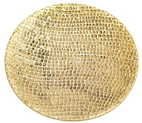 NKlaus Untersetzer für Kerzen Aluminium, Gold, Ø14cm Rustikaler, 1 Stück | Ø14cm; 0,5cm; 12 cm; kerzenteller gold; teller für stumpenkerzen