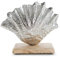 Logbuch-Verlag Deko Muschel Geschenk mediterran Metall und Holz - Dekofigur Badezimmer Dekoration Silber Reisen 18 cm