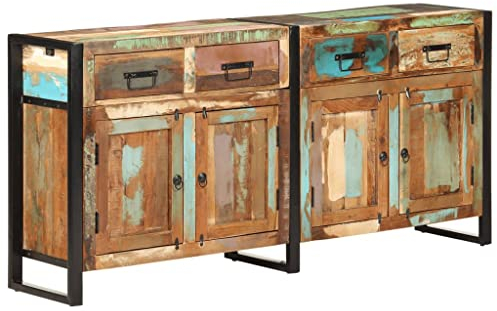 vidaXL Sideboard 4 Schubladen 4 Türen Kommode Anrichte Schrank Beistellschrank Mehrzweckschrank Standschrank 172x35x80cm Altholz Massiv