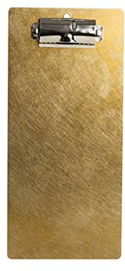 Liudan Klemmbrett Hölzerner handgemachter Messing-Ordner-Board Metall-Schreiben von Messing MENU Board Legal Pad-Menü Schreibbrett Bürobedarf Klemmbrett Mappe (Color : A)