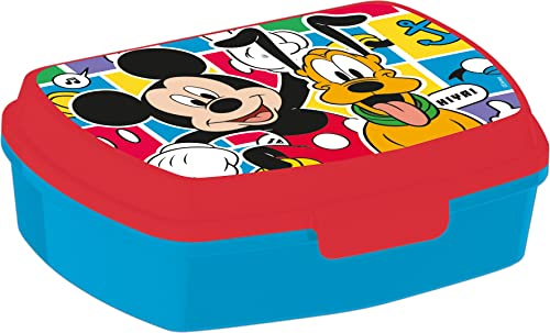 ALMACENESADAN Sandwichera rectangular multicolor; producto de plástico reutilizable; libre de BPA; dimensiones interiores 16,5x11,5x5,5 cm (Disney Mickey Mouse)