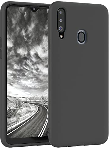 EAZY CASE Premium Silikon Handyhülle kompatibel mit Samsung Galaxy A20s, Slimcover mit Kameraschutz und Innenfutter, Silikonhülle, Schutzhülle, Bumper, Handy Case, Hülle, Softcase, Anthrazit