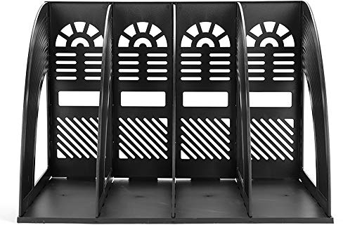 Schreibtisch Organizer 4 Fächer Stehsammler Büro Zeitschriftensammler Kunststoff Sortierablage Regal Abnehmbar Zeitungsständer Buchständer für Bibliothek Schule Office Home