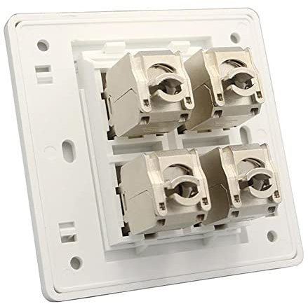 CHJIENJUJIDZ 4 ports Cat7 RJ45 Keystone Nettel Outlet Bague blindée Cat.6A Panneau mural Ethernet 86x86mm - CAT6A