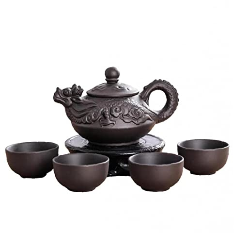 Tetera con 4 Tazas Conjuntos China Hecho a Mano Zisha Tetera Cerámica Púrpura Clay Tetera Travel Traine De Té Kongfu Regalos De Negocio