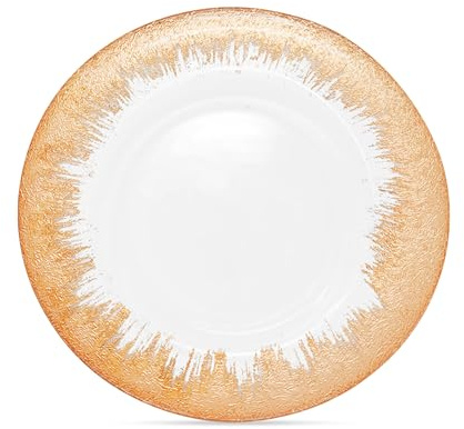 Trimming Shop Glas-Ladeteller mit Kupferrand – Eleganter Ladeteller mit Kupferrand für Bankette, Tischdekoration, Hochzeiten, Partys und Dekorationen von Essveranstaltungen, 1 Stück