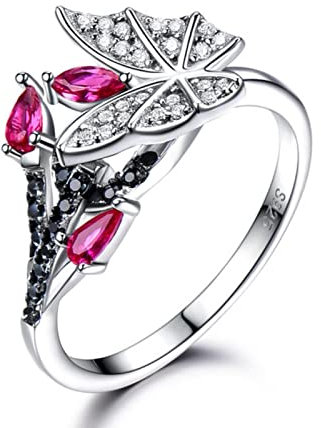 Erstellt Rubin Natürlicher Schwarzer Spinell Ringe Echt 925 Sterling Silber Ehering Ringe Für Frauen Cocktail Edlen Schmuck