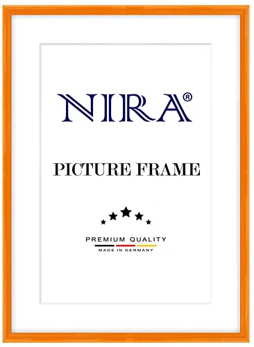 NiRa Massiv Holz Bilderrahmen Schmal 60 x 90 cm in Orange Hochglanz | Farbe und Größe wählbar | Rahmen für Poster | Puzzle | Foto collage HD121