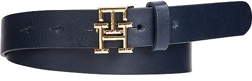 Tommy Hilfiger Damen Gürtel Logo 2,5 cm Ledergürtel, Blau (Space Blue), 70 cm