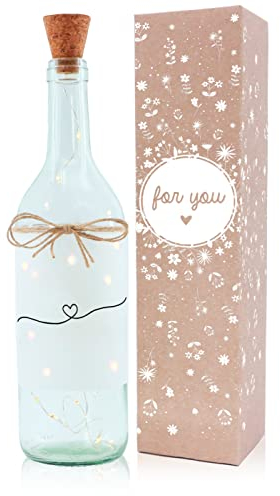 OWLBOOK Herz Faden Flaschenlicht personalisiert Geschenke für Frauen Geschenkideen für Freundin Frau Ehefrau Partnerin zum Geburtstag Valentinstag Jahrestag Weihnachten