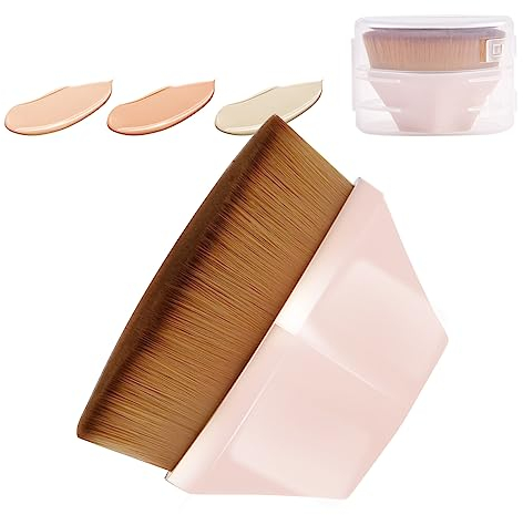 AUAUY 1 PCS Foundation Brush, Flacher Foundation Pinsel, Super Hot Seamless Magic, Liquid Makeup Brush, Make up Foundation Bürste, Tragbarer Groove Design Blush Pinsel mit Aufbewahrungsbox (Rose)