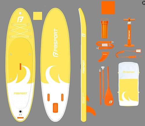 FBSPORT Stand up Paddling Board Surfbrett Surfboard SUP aufblasbar mit Pumpe 335x84x15 cm Tragetasche SUP Zubehör mit rutschfestem Deck, Leine, Paddel, passend für Jugendliche Erwachsene