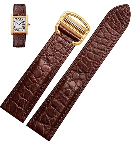 BONOOL Uhrenarmband geeignet für Cartier Krokodilleder Uhrenarmband Herren Leder Tank Key London Calibo Uhrenkette Damen 20mm