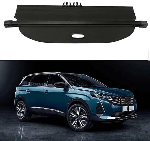 TENREV Tablette de Coffre Arrière pour Peugeot 5008 2017 2018 2019 2020 2021 2022, Rétractable Cache-Bagages Pare-Soleil Colis de Coffre Store Enrouleur, Toile en Alliage