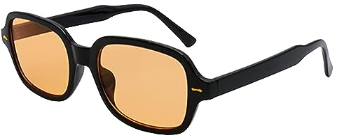 JCTAIFOO Retro Rechteck Oval Sonnenbrille Damen Herren Vintage Rechteckig Gelb Gradient getönte Brille Schwarz/Orange