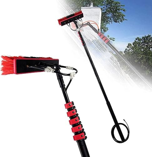 SHENJIA Kit de nettoyage pour panneaux solaires – Nettoyage des panneaux photovoltaïques, des voitures et des fenêtres 3 en 1 en aluminium – Brosse extensible de 3,7 à 11 m