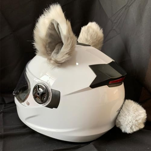 Motorradhelm Dekoration,2 Stück Motorrad Helm-Ohren + Schwanz Dekorations Süßer Plüsch Katzenohren Motorradhelm Dekorative Aufkleber Plüsch Katzenohr Helm-Ohren für Rolle Motorradhelm Skihelm