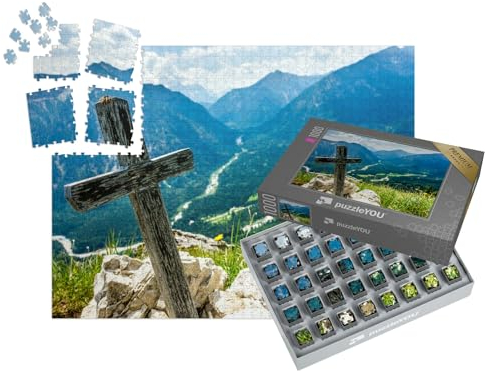 puzzleYOU: SMART Sorted® | Puzzle 1000 Teile leicht gemacht „Blick vom puerschling bei oberammergau“
