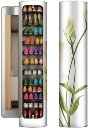 CaMbos Drehbarer Schuhschrank Aus 360-Grad-Zylindertreppenaufbewahrung Hohe Runde Rotierende Schuhregal 360 ° Rotierende Schuhe Regal Vertikaler Schuhregal Für Kleine Räume Organizer Schuhspeicher
