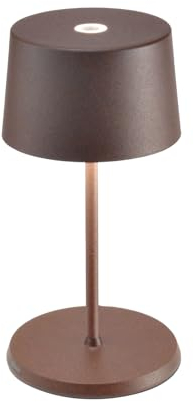 Zafferano, Olivia Mini Lampe, Tragbare und Wiederaufladbare Tischlampe mit Touch Control, Geeignet für Wohnzimmer und Außenbereich, Dimmer, 2200-3000 K, Höhe 22 cm, Farbe Corten