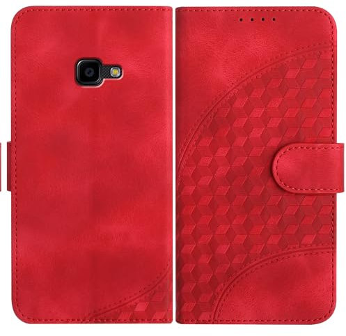 JayModCase Handyhülle für Samsung Galaxy Xcover 4/4S, mit [Kartenfach] [Standfunktion] [Magnetic] PU Leder Etui Folio Klapphülle Kompatibel mit Galaxy Xcover 4 - Rot