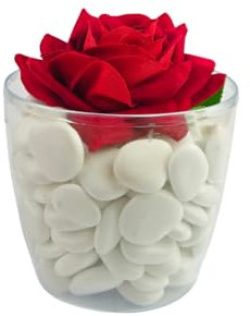 Tera Pierres pour vases et aquariums, galets décoratifs colorés en plastique, cailloux de jardin, différentes couleurs, dimensions 3-4 cm (POTPACK avec rose, blanc)